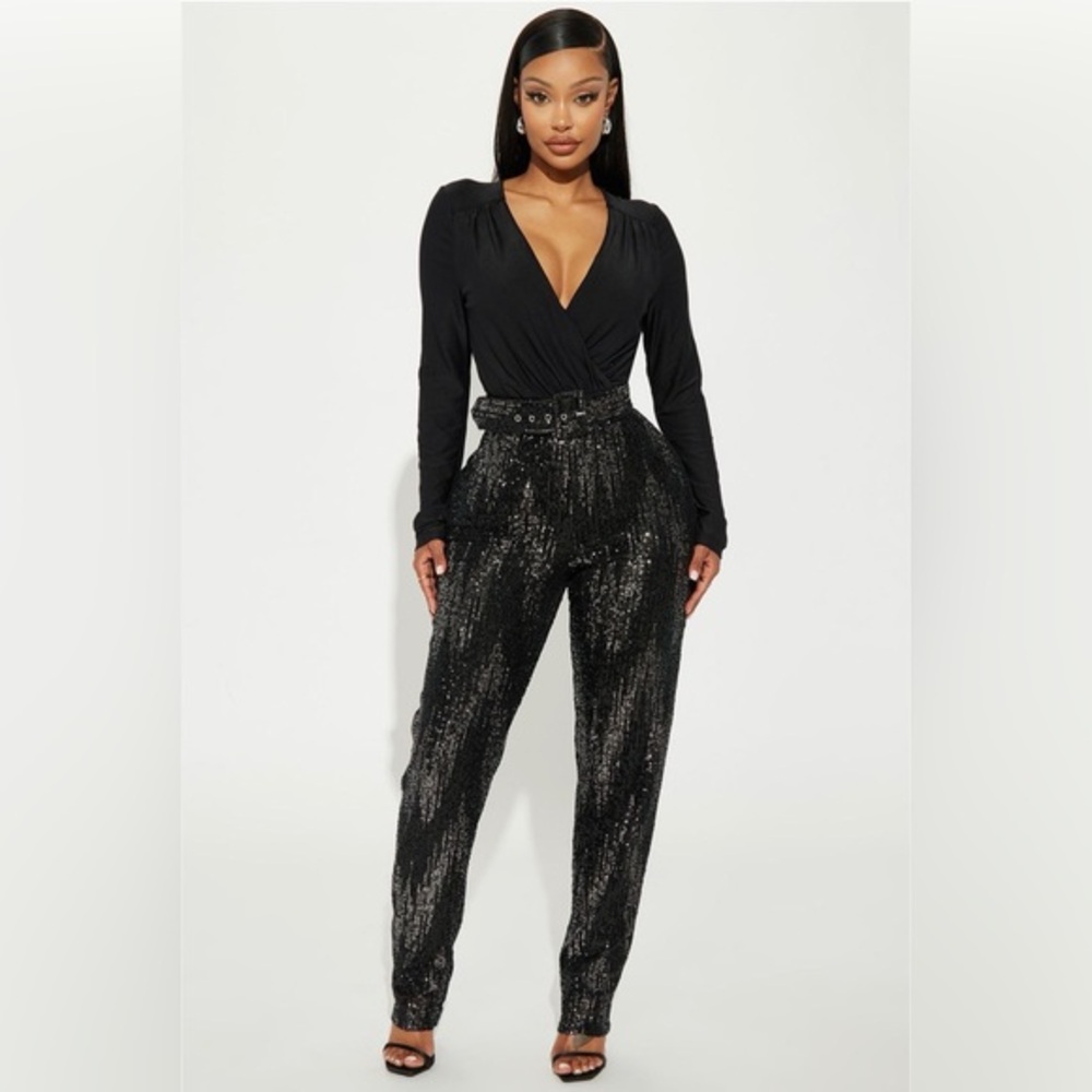 Fashion Nova Black Sequin Jumpsuit